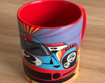 Porsche 917, Pop Art Mug – Retro Racing Coffee Cup, Motorsport Lover Gift