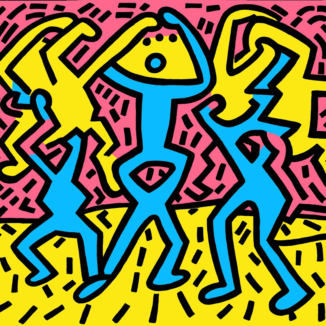 Keith Haring-inspired Dancers Canvas Print: Vibrant Pop Art Wall Decor ...