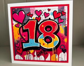 Graffiti Pop Art 18th Birthday Card: Colourful Urban Street Art