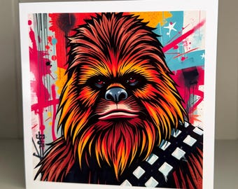 Star Wars Chewbacca Pop Art Greeting Card: Colourful Retro Sci-Fi Gift