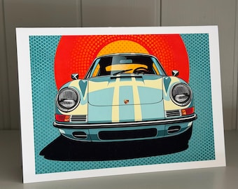 Porsche 911 Restomod Pop Art Greeting Card: Classic Car Gift