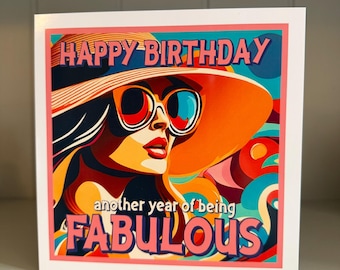 Pop Art Happy Birthday Card: Chic Colourful Retro Design