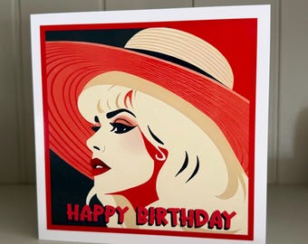 Pop Art Happy Birthday Card: Chic Colourful 1980s Retro Design