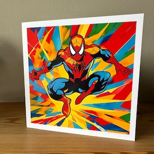Spider-Man Pop Art Greeting Card: Superhero Comic Book