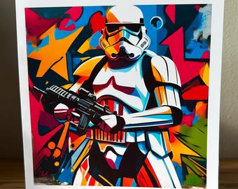 Star Wars Stormtrooper Pop Art Greeting Card: Retro Sci-Fi Gift