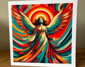 Gaia Pop Art Greeting Card: Colourful Angel Design