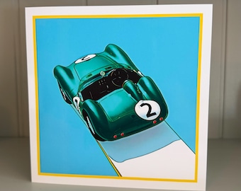 Aston Martin DBR1 Pop Art Greeting Card: Retro Car Gift