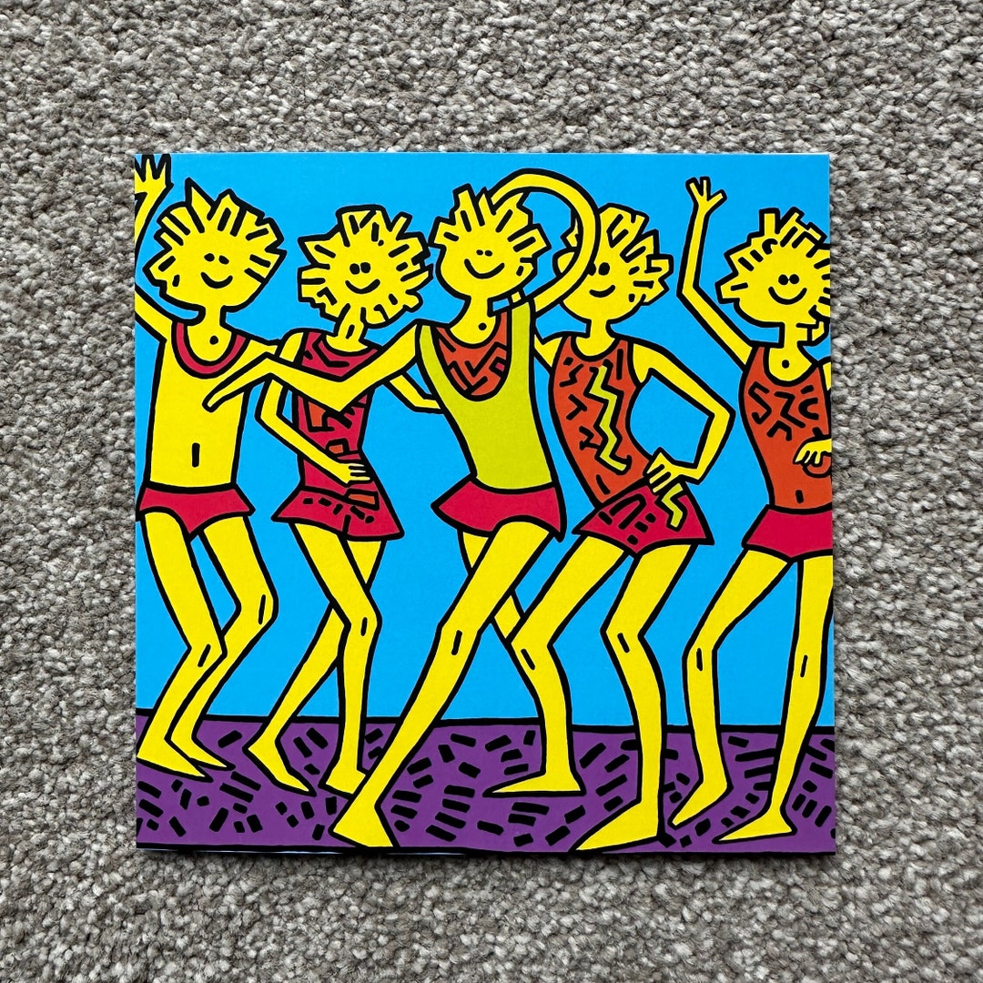Keith Haring Inspired Pop Art Greetings Card: Crazy Dancers - Etsy UK
