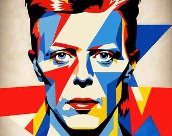 David Bowie Pop Art Canvas: Bauhaus Minimalist Giclée Print