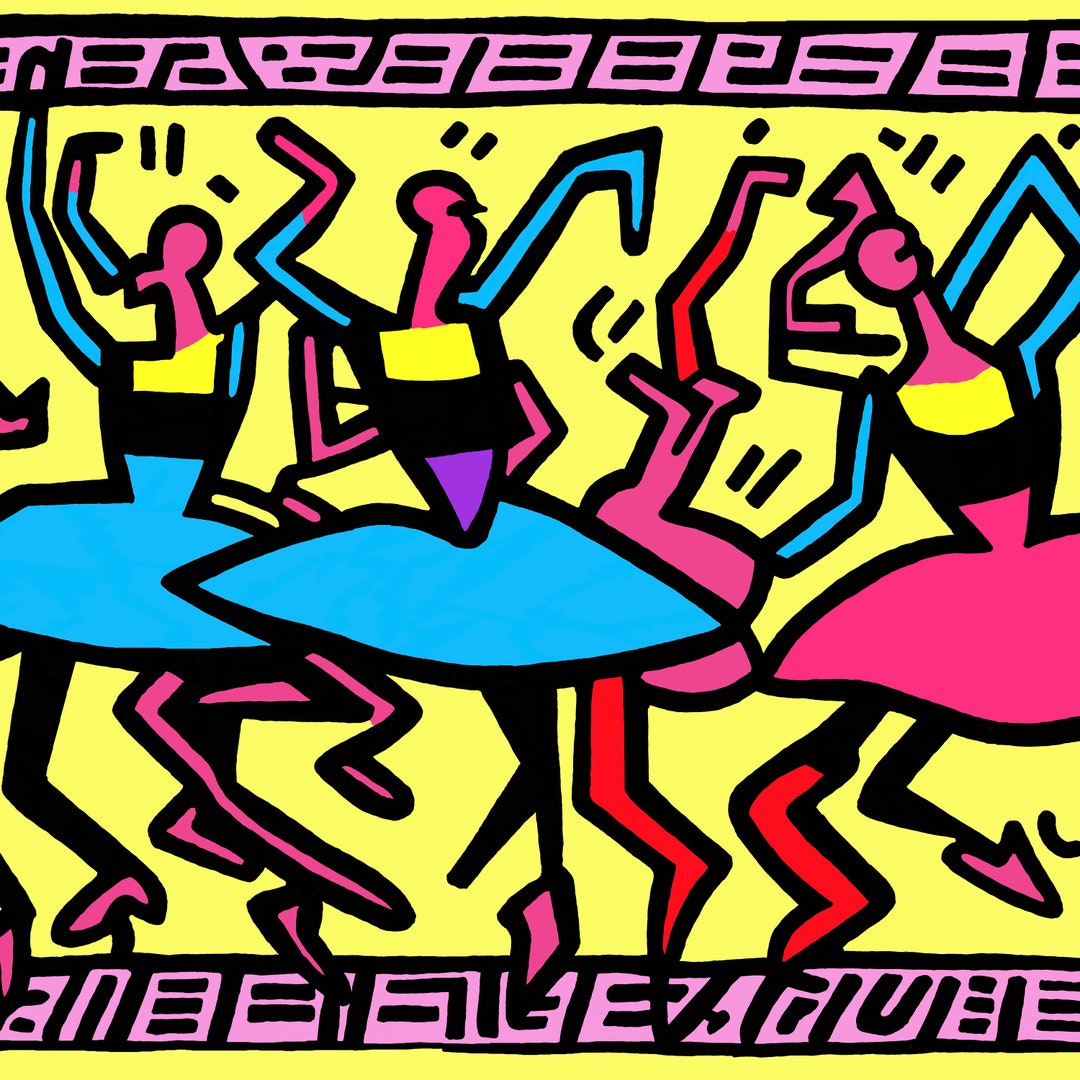 Keith Haring-inspired Dancers Canvas Print: Vibrant Pop Art Wall Decor ...