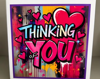 Pop Art Card, Thinking of you: Colourful Graffiti Urban Street Art
