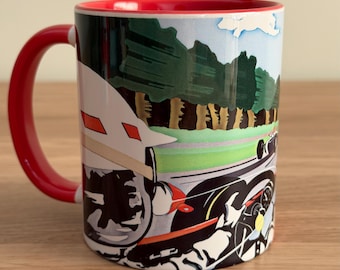 Pop Art Mug, Formula 1 Fan – Retro Racing Coffee Cup, Grand Prix Lover Gift