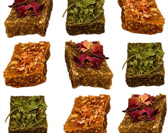 Oat Based Small Pet Treats: Carrot, Cilantro, Strawberry Rose