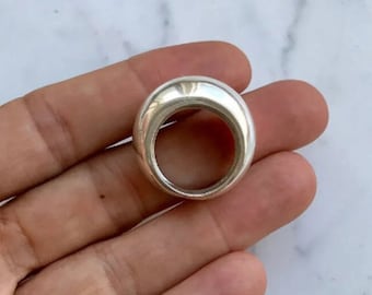 Dikke grote koepelvormige ring, 925 sterling zilveren ring, dikke brede band, statement Baho ring vrouw cadeau ring, meditatie ring, handgemaakte sieraden