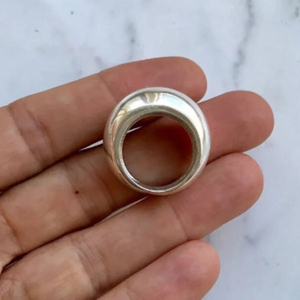 Grosse grosse bague bombée, bague en argent sterling 925, large anneau épais, bague Baho tendance, bague cadeau femme, bague de méditation, bijoux faits main