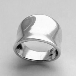 Wide Band Dome Ring Solid 925 Sterling Silver Concave Ring Statement Baho Ring Ring Gift For Woman Everyday Ring Handmade Jewelry