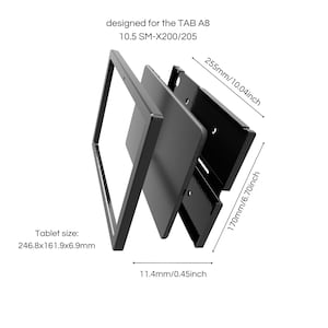 Galaxy Tab A8 10.5 Tablet wall mount 3D printed parts Tablet docking station Tablet wall holder with VESA 100mm Slim design afbeelding 2