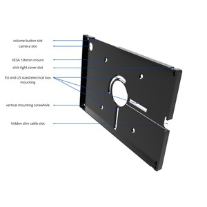 Galaxy Tab A8 10.5 Tablet wall mount 3D printed parts Tablet docking station Tablet wall holder with VESA 100mm Slim design afbeelding 3