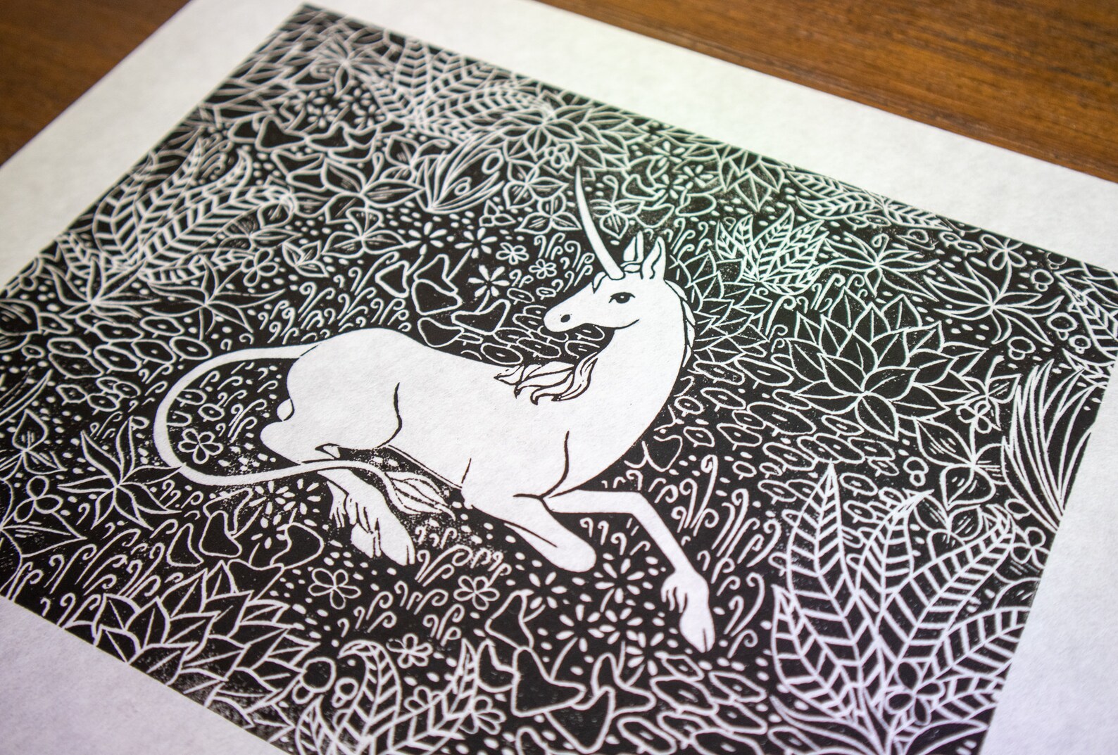 Original Unicorn Linocut Print - Unicorn Tapestry - Hand Carved Block ...