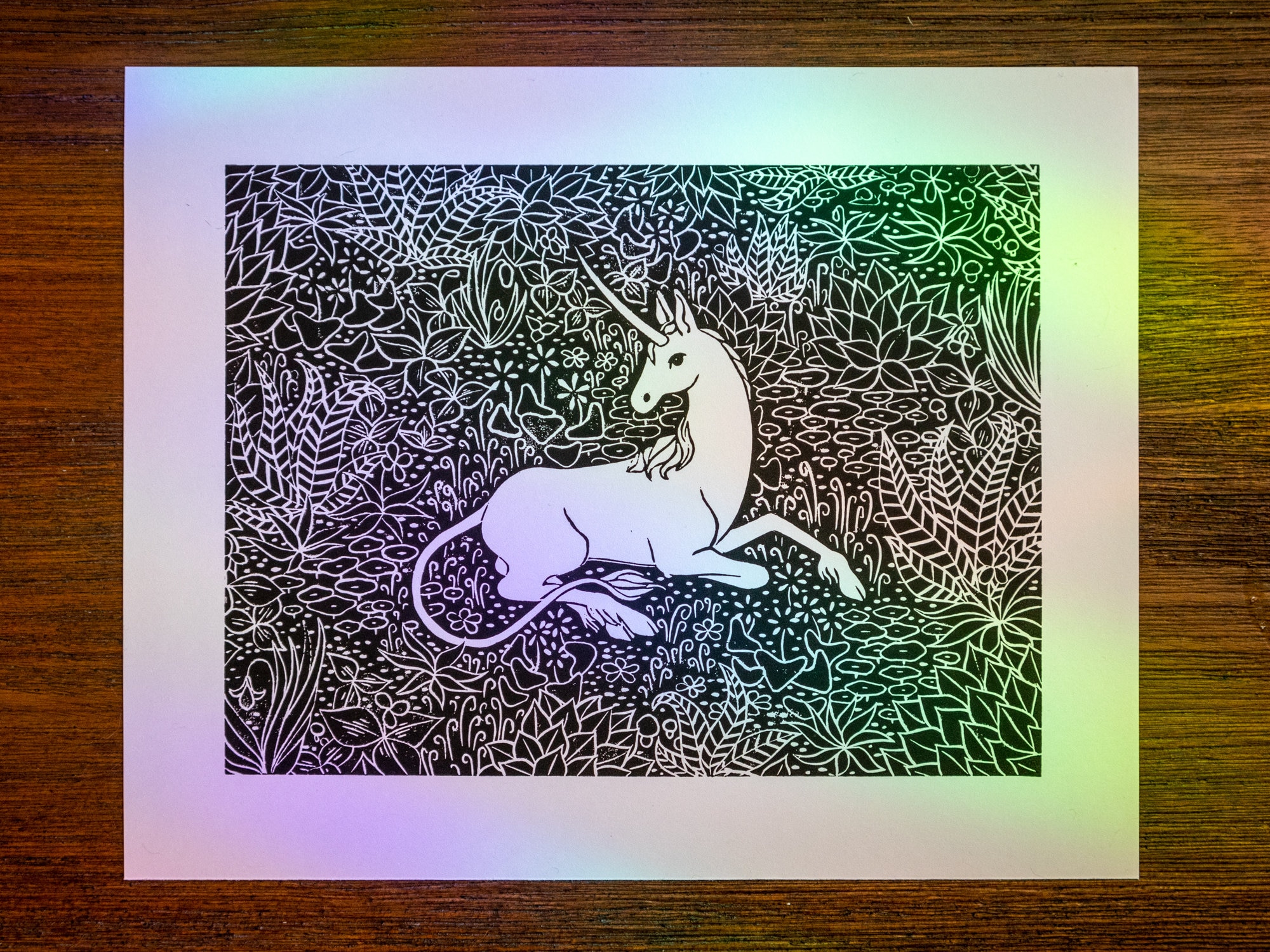 Original Unicorn Linocut Print Unicorn Tapestry Hand Carved Block Print ...