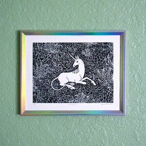 Original Unicorn Linocut Print - Unicorn Tapestry - Hand Carved Block ...