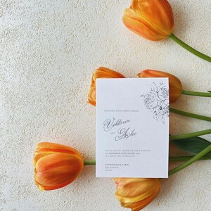 Vintage peony Wedding invitation editable invitation template floral illustrated Wedding announcement printable invitation canva