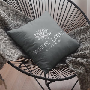 White Lotus Resort & Spa 16&quot; x 16&quot; Spun Polyester Square Pillow, Perfect Gift Idea For The White Lotus HBO Tv Show Fans, White Lotus Merch