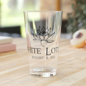 White Lotus Resort & Spa 16oz Pint Glass, Beer Glass Inspired By The Hit HBO Show The White Lotus, Gift Idea For White Lotus Fan And Viewers