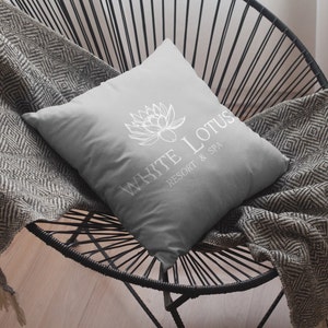 White Lotus Resort & Spa 16&quot; x 16&quot; Spun Polyester Square Pillow, Perfect Gift Idea For The White Lotus HBO Tv Show Fans, White Lotus Merch