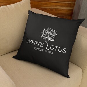 White Lotus Resort & Spa 16&quot; x 16&quot; Spun Polyester Square Black Pillow, Perfect Gift Idea For The White Lotus HBO Tv Show Fanbase And Viewers