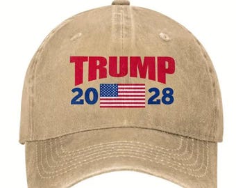 Trump 2028 USA Flag Baseball Cap Casual Dad MAGA