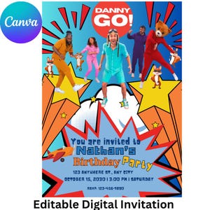 Editable Danny Go Birthday Party Invite Birthday Invitation Digital Invite Toddler Invitation Template Instant Download