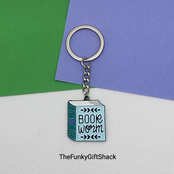 Book Worm Keychain, Personalised Keyring, Custom Keyring, Book Lovers, Unique Gift, Cute