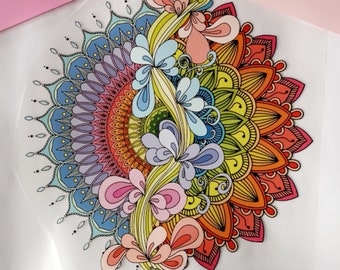 Colourful Mandala Flower Iron on Transfer
