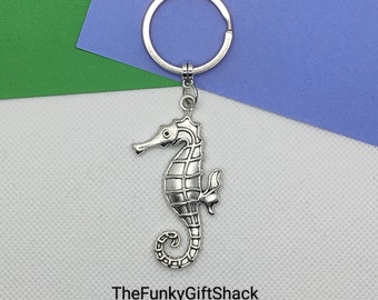 Seahorse Keychain, Personalised Seahorse Keyring, Custom Keyring,  Animal Bag Charm, Animal Present, Unique Gift, Cute