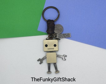 Robot Keychain, Personalised Robot Keyring, Custom Keyring,  Unique Gift, Gift For Him