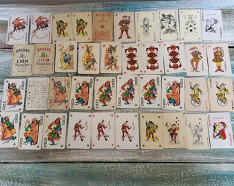 Jokerkarten, Joker, Jokerkartensammlung, Joker aus alten Spielkarten, Verschiedene Arten von Jokern, 40 Stück