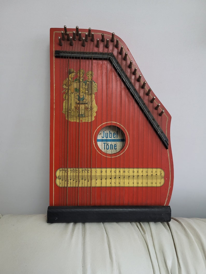 Antique German Stringed Musical Instrument Zither, Jubel Tone Brand