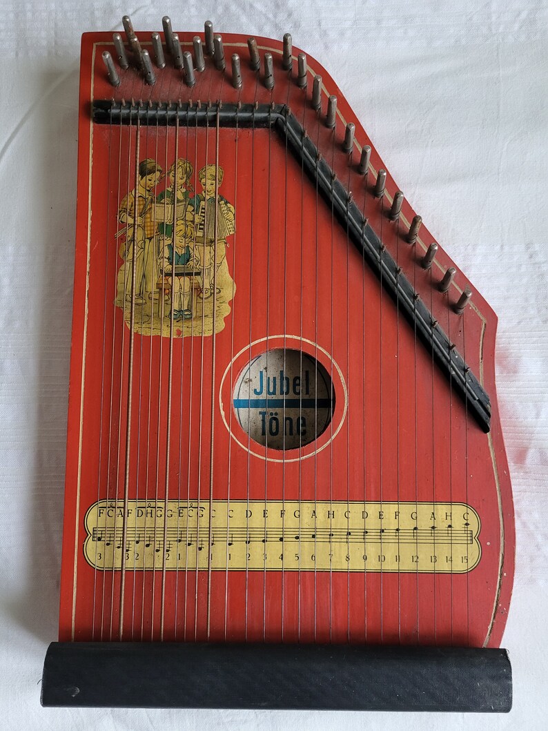 Antique German Stringed Musical Instrument Zither, Jubel Tone Brand