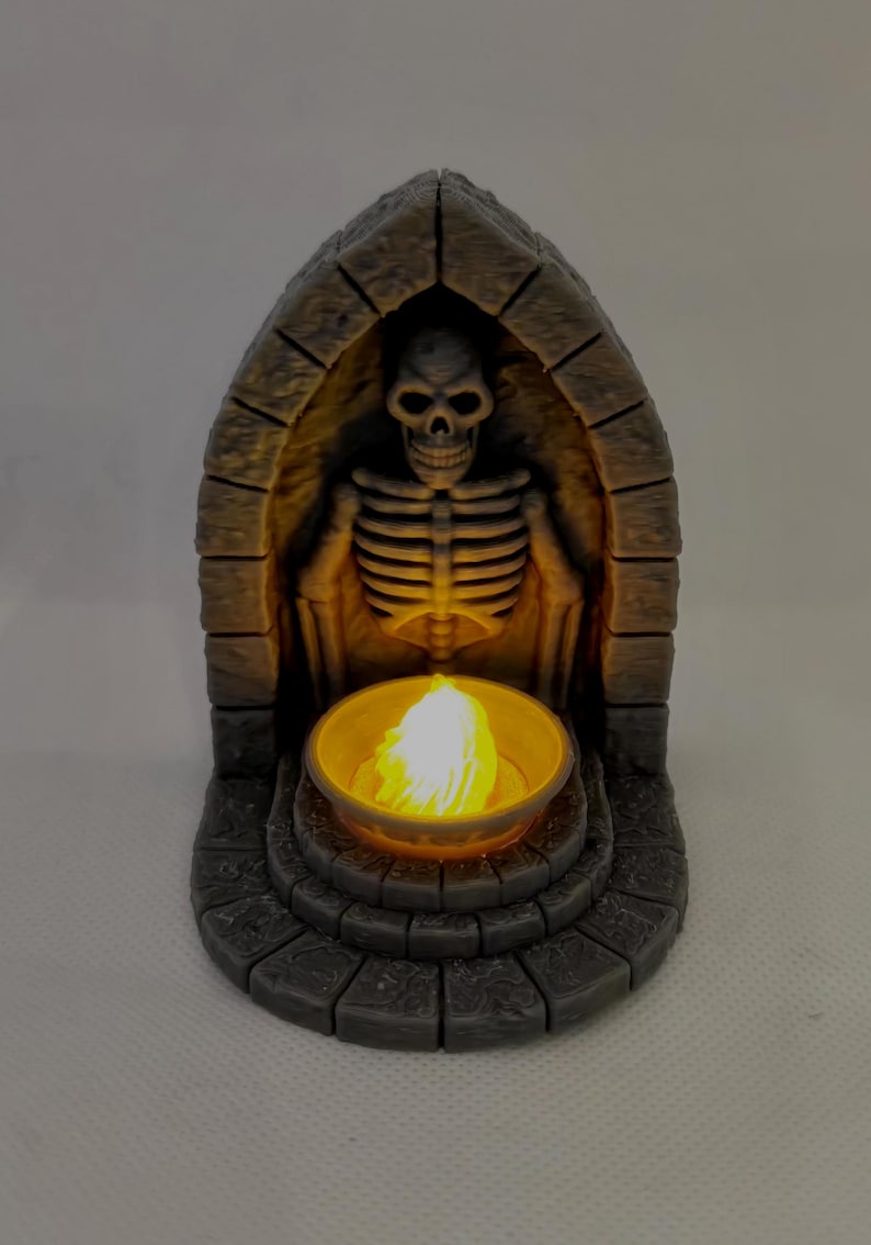 DRAGONLOCK Dungeon Flickering LED Skeleton Statue Brazier image 1