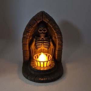 DRAGONLOCK Dungeon Flickering LED Skeleton Statue Brazier