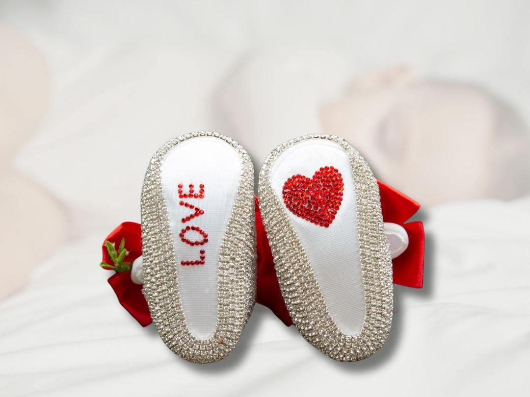 Luxury Personalized Baby Booties, Rhinestone Newborn Shoes, Custom Name ...