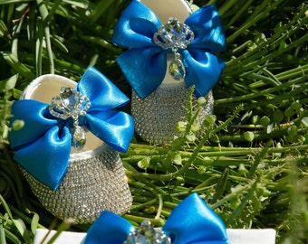 Blue Baby Gift Shoes,Baby Girl Baptism Shoes - Baby Girl Christening Shoes - Baby Girl Baptism Shoes - Baby Girl Personalized Crib Shoes