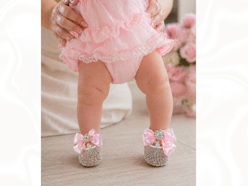 Personalized Baby Girl Bling Shoes, Custom Newborn Rhinestone Infant ...