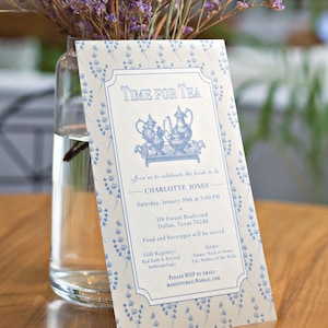 Aangepaste uitnodiging Vintage sjabloon voor de uitnodiging van het theekransje van de | High Tea Garden Party uitnodigen afdrukbare, bruid als bruids douche uitnodigen