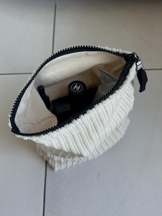 2 Kleine Make-up-Täschchen Für Unterwegs – Schwarz & Weiß – Wasserdichte Mini-Kosmetiktasche Mit Netzinnentasche