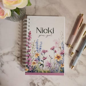 Personalized Wildflower Notebook – Affirmations Journal – Custom Name Hardcover – Self-Care Gift – Women&#39;s Empowerment - Mental Wellness