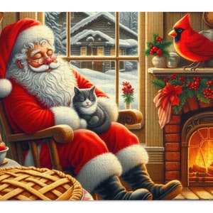 Personalized Santa Toddler Puzzle: Cozy Christmas Scene (30 Piece)