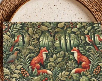 7 William Morris Style Forest Foxes Greeting Cards: Eco-Friendly Stationery (Set of 7)