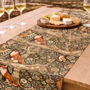 Fox Pattern Table Runner | William Morris Woodland Art |Housewarming Gift| Mother's Day Gift